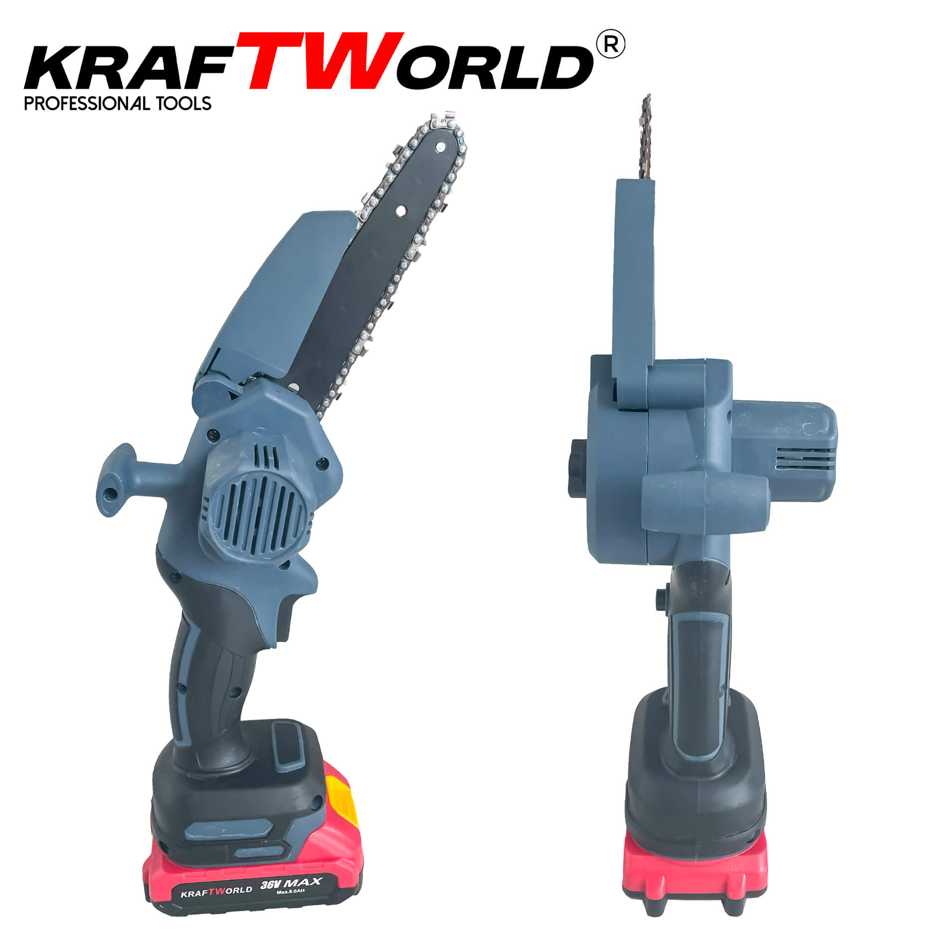 Комплект акумулаторен тример за трева и резачка за клони 36V 8Ah PowerMax Kraftworld – снимка 2