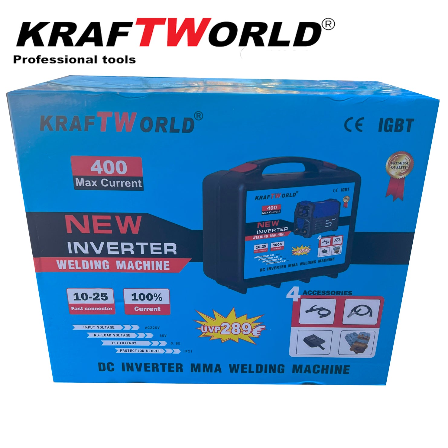 Инверторен Електрожен 400А KraftWorld с Дисплей и Куфар + Подаръци – снимка 3
