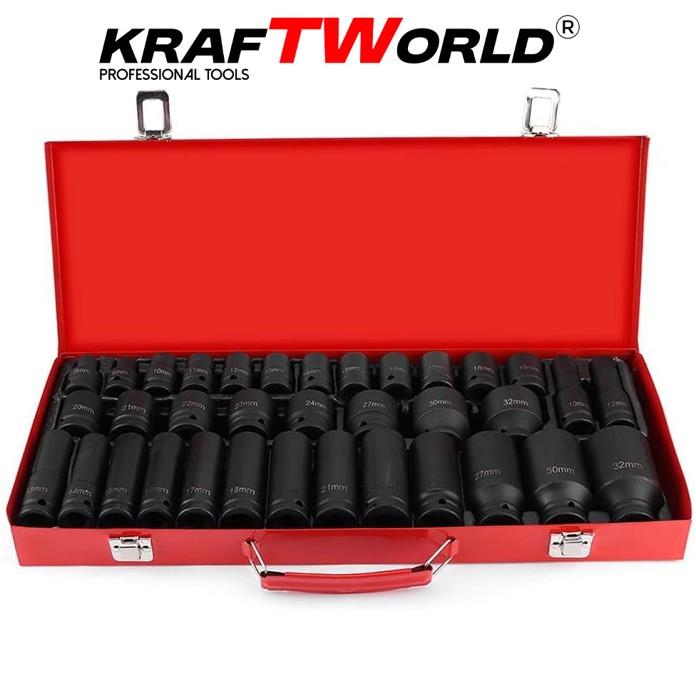 Комплект ударни вложки 35 части KraftWorld – 1/2″, 8–32 мм, шестостенни – снимка 5