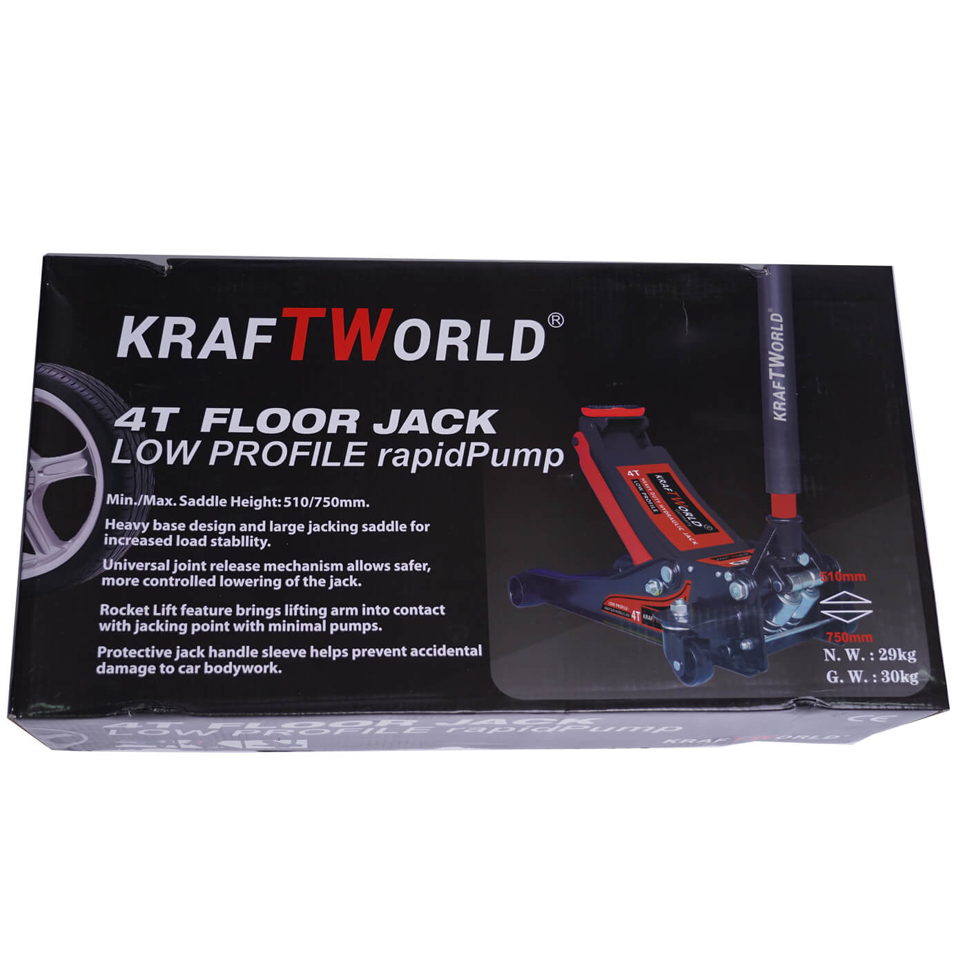 Немски нископрофилен крик KraftWorld 4 тона с две помпи – снимка 3