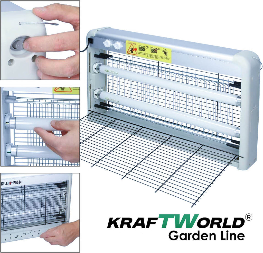 UV Лампа против насекоми KraftWorld 2x30W – Защита от комари до 80 м² – снимка 2