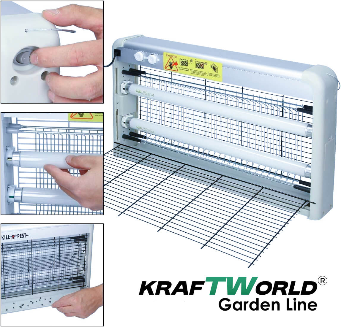 UV Лампа против насекоми KraftWorld 2x30W – Защита от комари до 80 м² – снимка 2