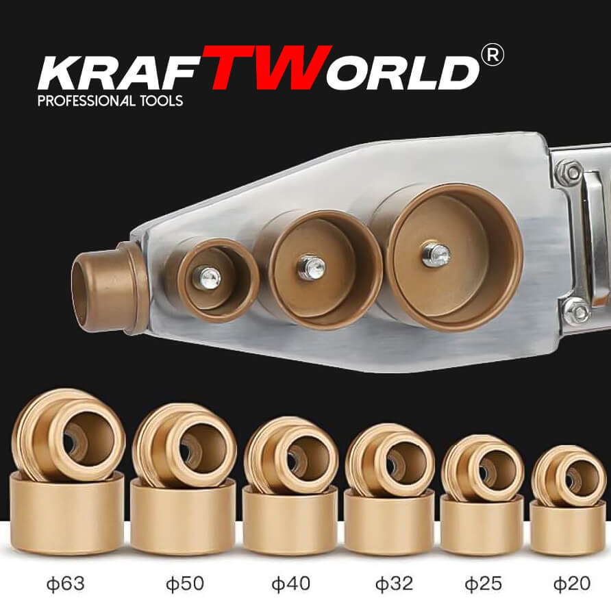 Лепачка KraftWorld 2500W за PPR тръби | Ф20–63 мм + Ножица и аксесоари в метален куфар – снимка 3