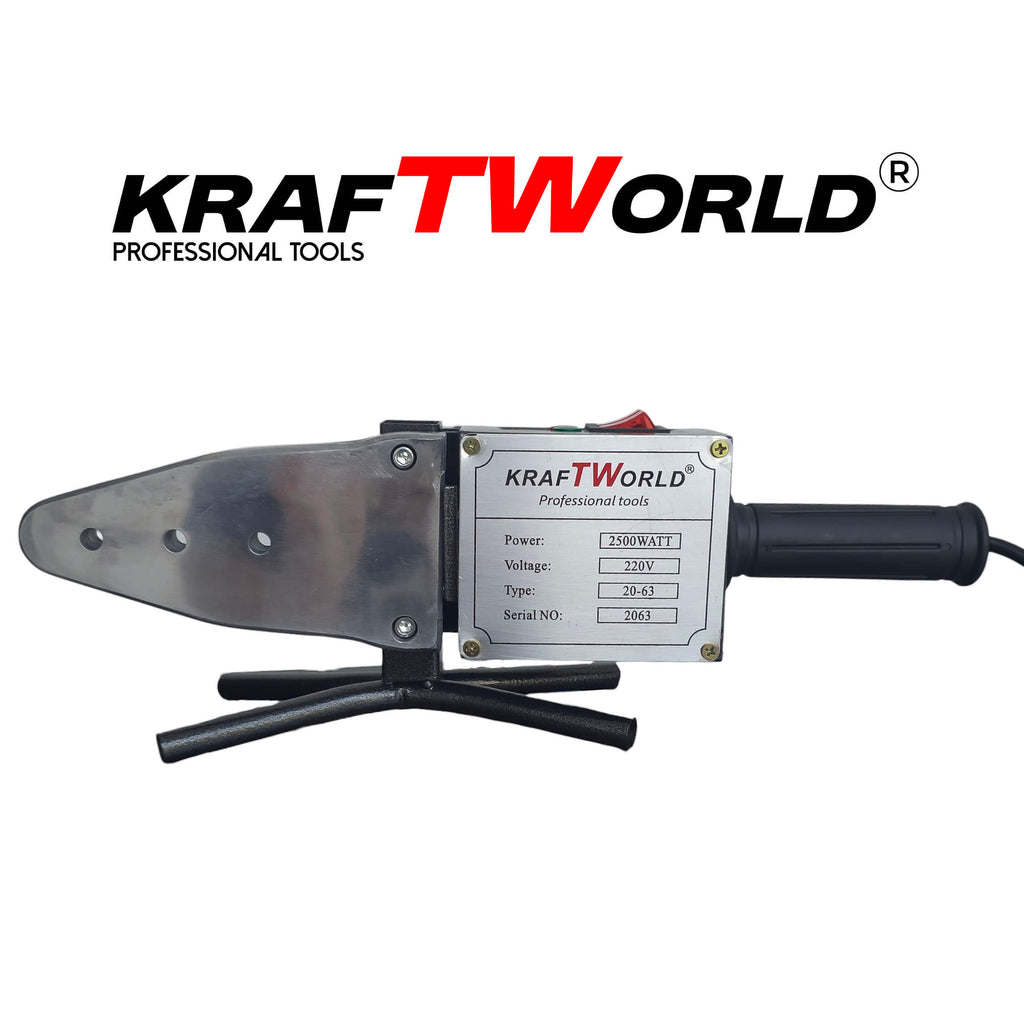 Лепачка KraftWorld 2500W за PPR тръби | Ф20–63 мм + Ножица и аксесоари в метален куфар