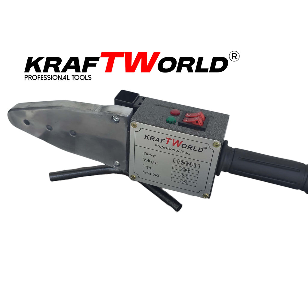 Лепачка KraftWorld 2500W за PPR тръби | Ф20–63 мм + Ножица и аксесоари в метален куфар – снимка 2