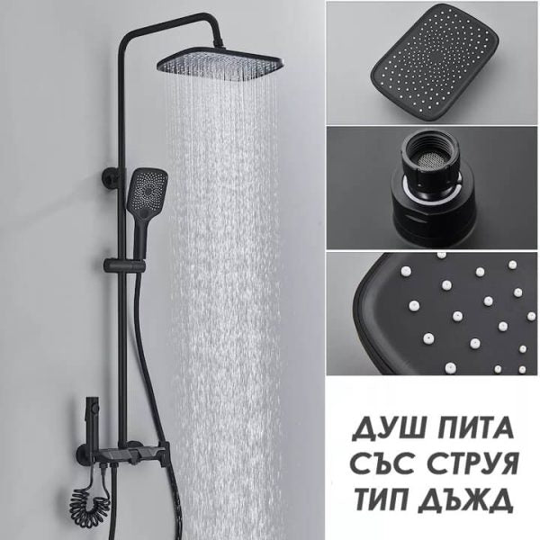 Душ система Luno с термостат и LED дисплей – тропически душ, ръчен и хигиенен душ – снимка 3