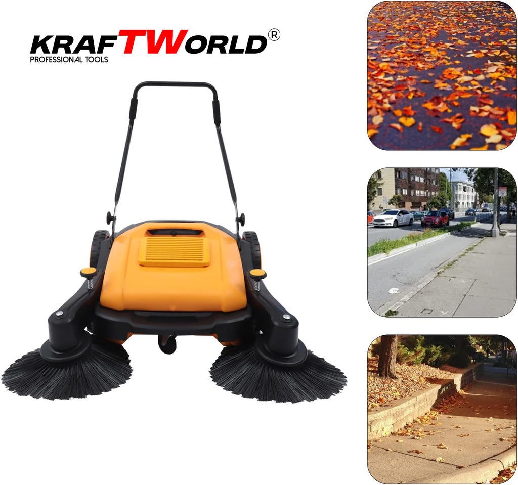 Механична машина за метене KraftWorld с 45л контейнер и 105см ширина – снимка 13