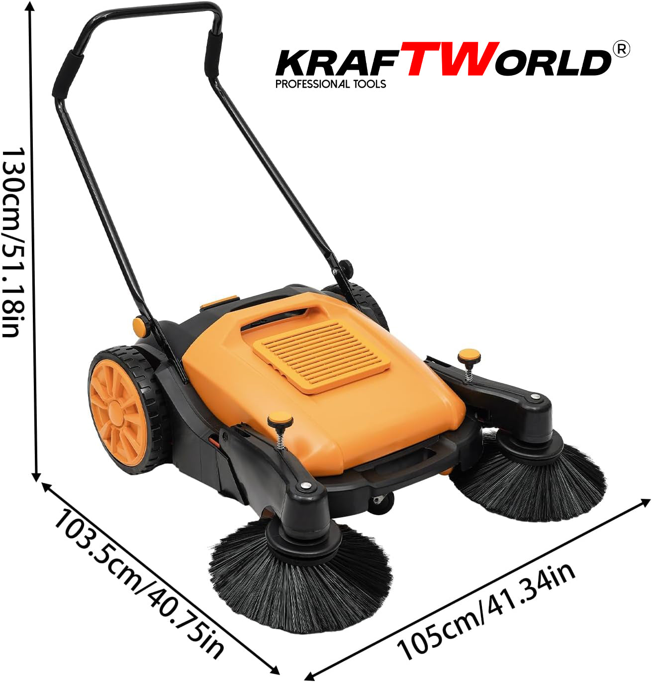 Механична машина за метене KraftWorld с 45л контейнер и 105см ширина – снимка 10