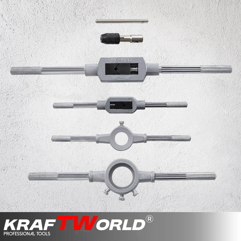 Комплект метчици и плашки KraftWorld 110 части – снимка 4