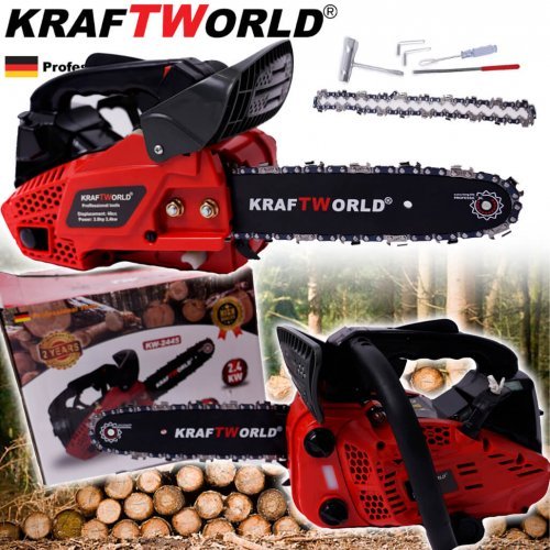 Компактна Бензинова Резачка за Дърва KRAFTWORLD с 2 Вериги