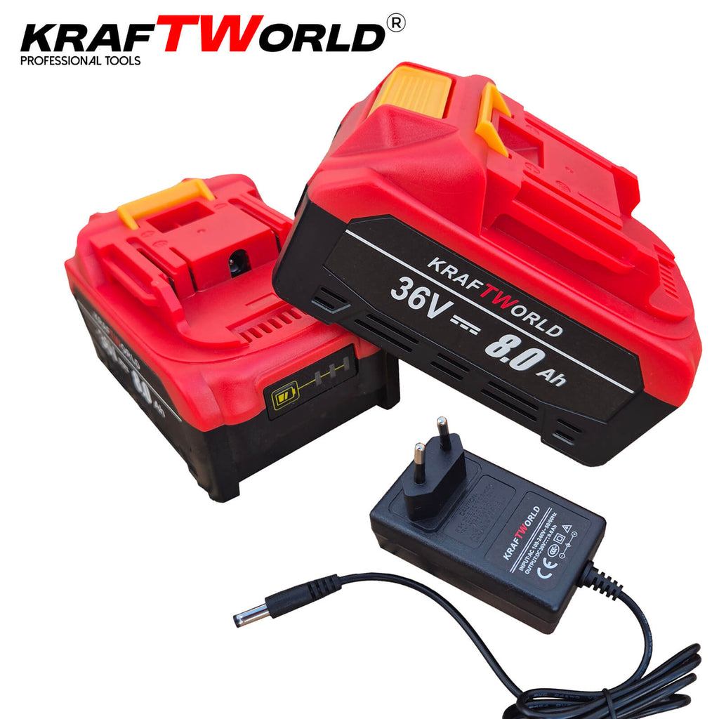 Мини резачка за клони KraftWorld 36V 8А с автоматично омасляване,две батерии и две вериги – снимка 6