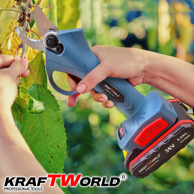 Акумулаторна Лозарска Ножица KraftWorld 36V - Мощност и Прецизност за Рязане до 30мм – снимка 2