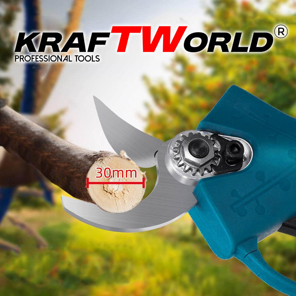 Комплект: Мини Резачка и Лозарска Ножица KraftWorld 36V 8A с 4бр батерии – снимка 3