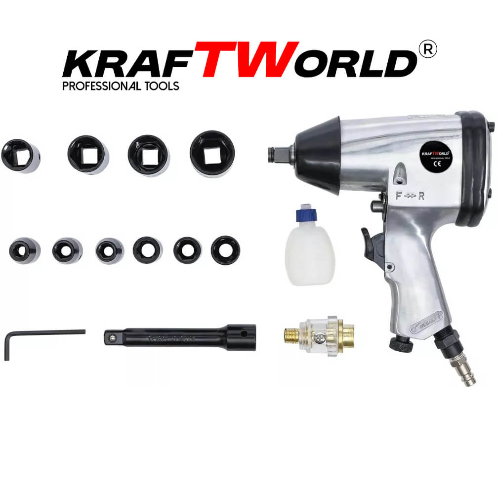 Гайковерт 1/2” 850нм комплект 17 части в куфар KraftWorld – снимка 2