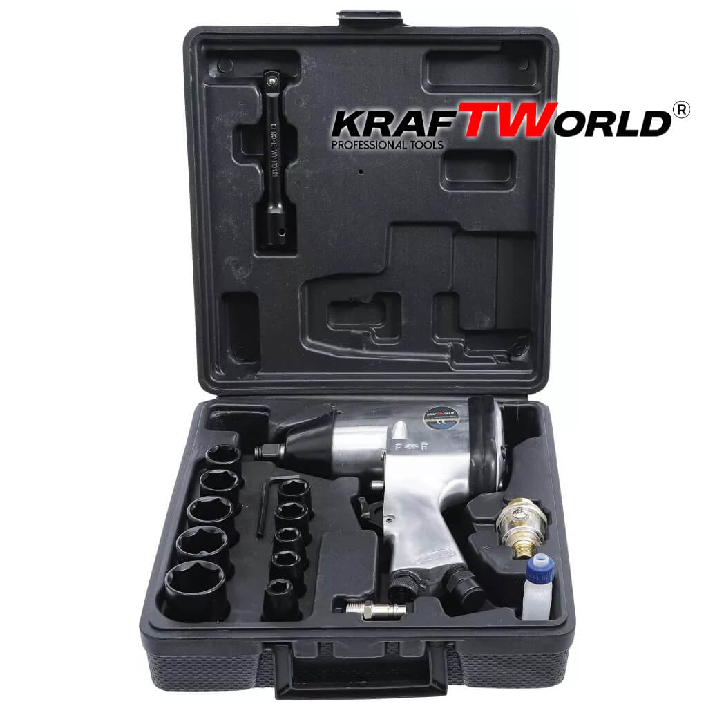 Гайковерт 1/2” 850нм комплект 17 части в куфар KraftWorld – снимка 4