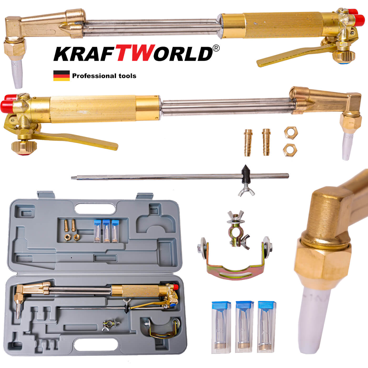 Немски Резак за Газокислородно Рязане KraftWorld 440 mm - Газов резак с пергел и 4 дюзи