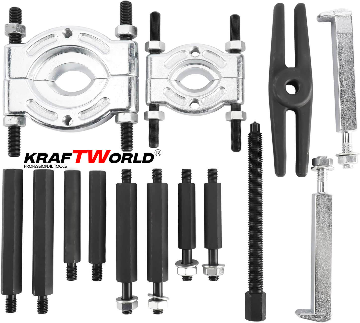 KraftWorld Pro – Инструмент за демонтаж на лагери и зъбни колела 30–70 мм – снимка 4