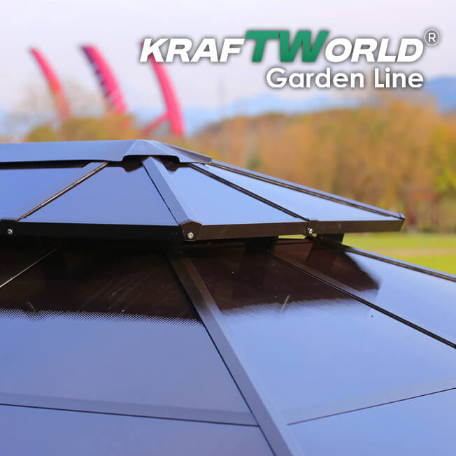 Луксозна Шатра KraftWorld Tenerife – 3×3 м с Твърд Покрив,Мрежа и Завеси – снимка 7