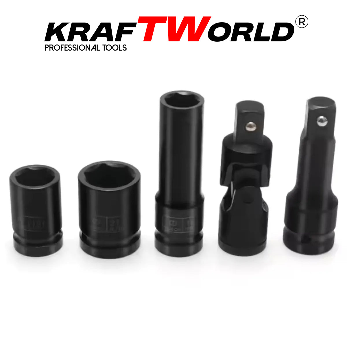 Комплект ударни вложки 27 части KraftWorld – 1/2″, с удължител и ударен кардан – снимка 4