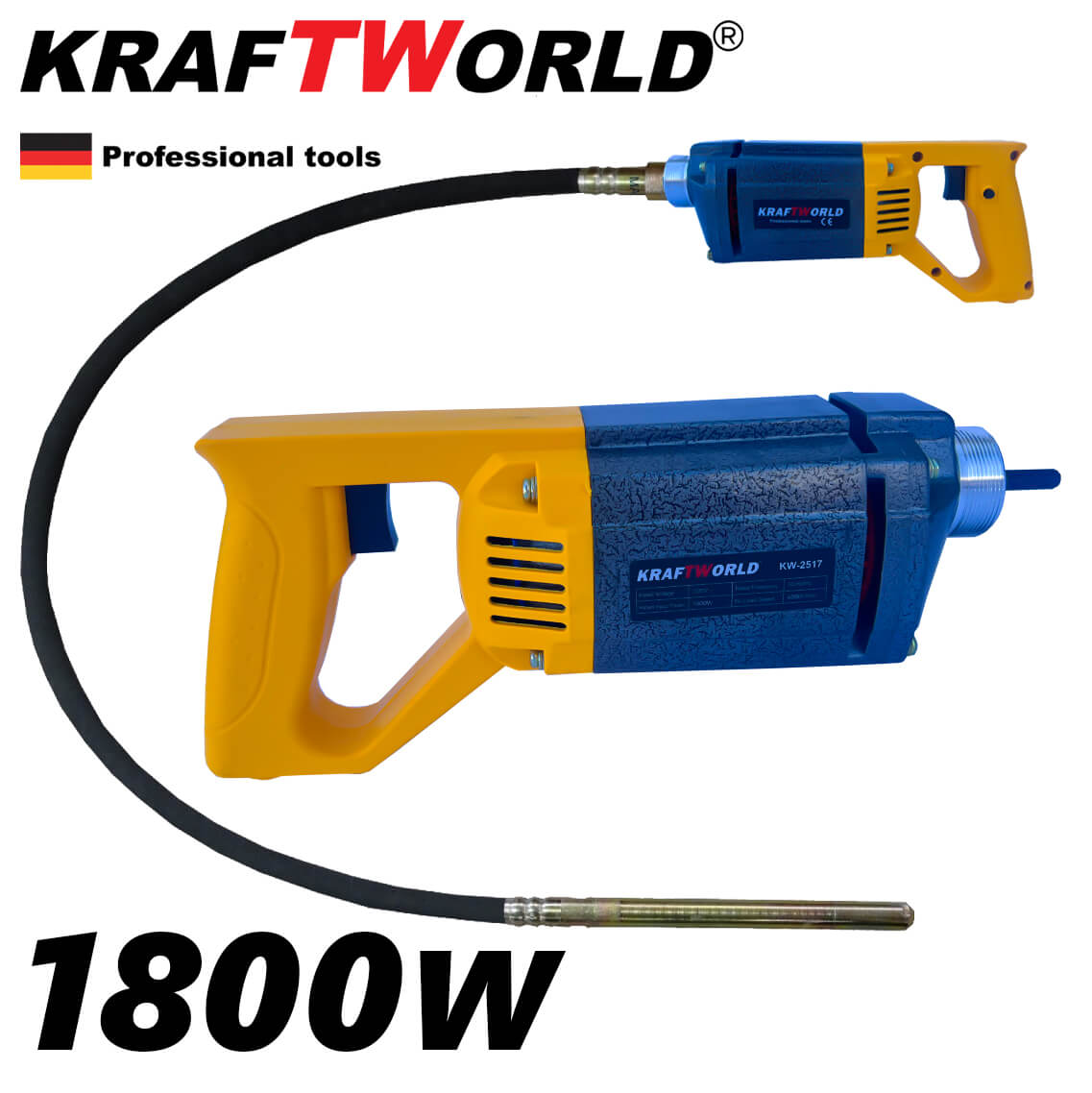 Немски Иглен Вибратор за Бетон KraftWorld 1800W