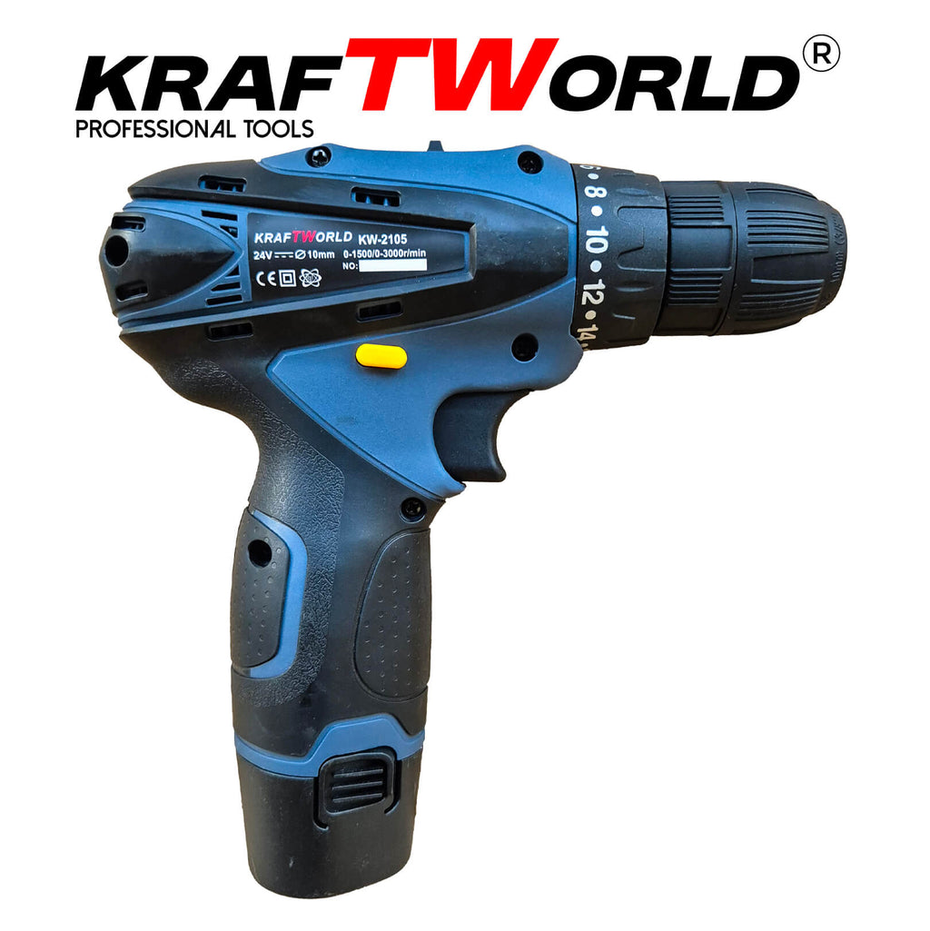 Мощен Акумулаторен Винтоверт KraftWorld 24V с Удължение и Вложки – снимка 3