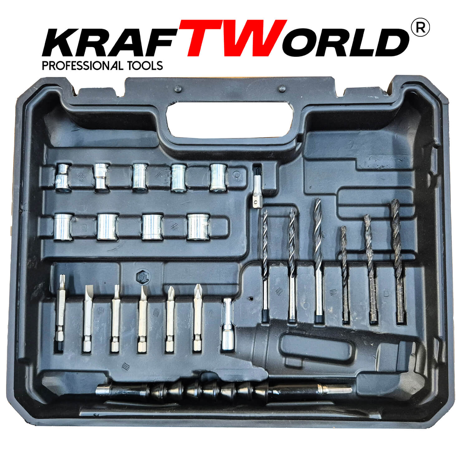 Мощен Акумулаторен Винтоверт KraftWorld 24V с Удължение и Вложки – снимка 4